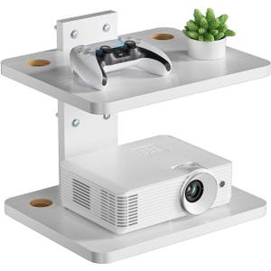 WALI Floating TV Shelf, Holds Up to 22lbs, Wooden Wall Mounted Shelves for DVD Players, Cable Boxes, Routers, Game Consoles, Living Room Decor Accessories (CS202NW), 2 Shelf, White