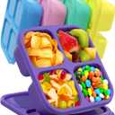 5 PCS Bento Snack Containers, Reusable 4 Compartment Divided Food Storage Containers, Divided Lunchable Container for School, Work and Travel (Multicolor) (Colorful Lids)
