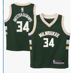 Giannis Antetokounmpo Milwaukee Bucks NBA Toddler Boys 24 Green Icon Edition Player Jersey (Size 3T)
