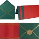 50 Pack Christmas A4 Envelopes with Folded Cards & Gold Stickers - 4x6 Gold Envelopes for Office, Wedding, Invitations, Graduation, Baby Shower (Christmas Red/Green)