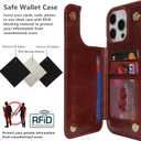 iCoverCase Compatible with iPhone 16 Pro Wallet Phone Case with Card Holder for Women Men, [RFID Blocking] Card Slots PU Leather Protective Wallet Case 6.3 Inch (Dark Brown)