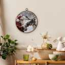 DILSJ Vintage Christmas Santa Reindeer Round Wall Art Decor, Winter Scene Canvas Wall Art Framed, Rustic Holiday Winter Christmas Hanging Decorations for Home Bedroom Living Room, 10x10 Inch