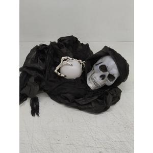 Halloween Hanging Skull Ghost Scary Grim Reaper Skeleton for Outside Yard Porch Haunted House Party Decor Black