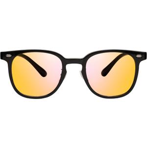 AMBEYE Gaming Glasses for Men Women 99% Blue Light Blocking Anti Fatigue & Glare Orange Lens TR90 Square Frame for Computer Use (Black)