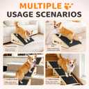 Wooden Dog Ramp for Bed, Sofa - Portable Pet Ramp with Non-Slip Carpet Surface & Bone-Shaped Handle, Senior Dog Stairs for Small Medium Breeds