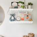 Floating Nursery Book Shelves Wall | Pair of 24in Scalloped Book Shelves for Kids Room | Cloud Shelves for Homeschool | Baby Bookshelf | White Shelves for Wall | Cottage Decor for Baby Registry