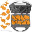 Dinosaur Mini Waffle Maker for Kids, Mini Pancake Maker Machine for Halloween, 8 Different Shaped Dinos in Minutes, Electric Non-Stick Waffle Iron, White