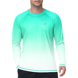 Roadbox Men's UPF 50+ Swim Shirts, Long Sleeve UV Sun Protection Rash Guard, Quick Dry SPF T-Shirt for Beach Surfing Fishing (L)