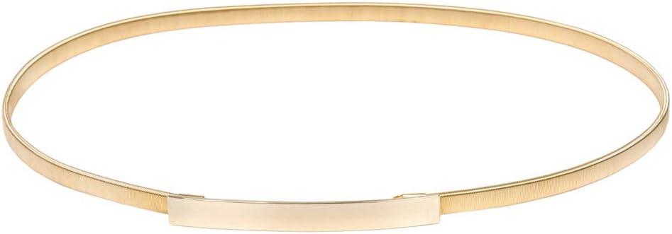 GRACE KARIN Women Skinny Metal Cinch Belt Gold Waistband Elastic Waist Belt CL633 (Gold, S)