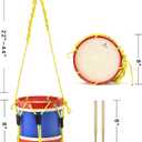 Kids 8 Inch Drum Set with Adjustable Strap and 2 Wooden Drum Sticks - Musical Instrument Gift Choice