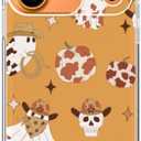 Cowboy Cowgirl Halloween Ghosts Pumpkins Phone Case Compatible with iPhone 17 Pro, Hippie Fall Phone Cover for iPhone 17 Pro