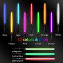 2 Pack Rechargeable Lightsabers with Connector, Metal Hilt Lightsabers, Durable PC Blade, USB Charging, Combine into Double Staff, 12 Colors LED, Sound Effects, Dueling Toys for Kids Adults, Gifts