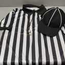 obmwang Referee Shirt for Womens and Mens, Stripe Umpire Jersey Referee Hat Yellow Penalty Flag and Whistle for Halloween XL