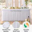 4 Pack Spandex White Tablecloths for 8 Foot Rectangle Tables, Wrinkle Free Fitted Table Cloth 8ft Stretchy Tablecover Desk Skirt for Parties Weddings Birthday Banquet Baby Shower