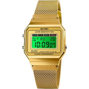 Gosasa Classic Unisex Women's Men's Digital Multifunction Sports Watch Stainless Steel Band Square Waterproof Electronic Led Watch