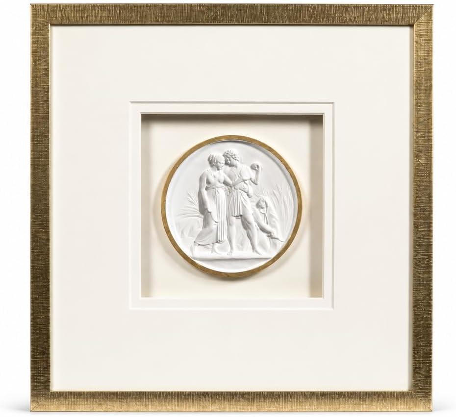 Relief Metal Wall Decor For Bedroom,Vintage Bathroom Wall Art Sculptures With Framed,Gold Intaglio Anthropology Home Decor Aesthetic,Chic Cottage Core Decor For House Entry Way Gallery Dining Room, 15.8"L x 15.8"W