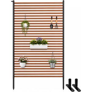 Twira Outdoor Privacy Screen 3.3ft x 6ft, Privacy Fence Screen for Outside, Freestanding Metal Backyard Privacy Fence Panel, 39.4" x 71" Decorative Pipes and Slats Panels Divider for Yard Patio Garden