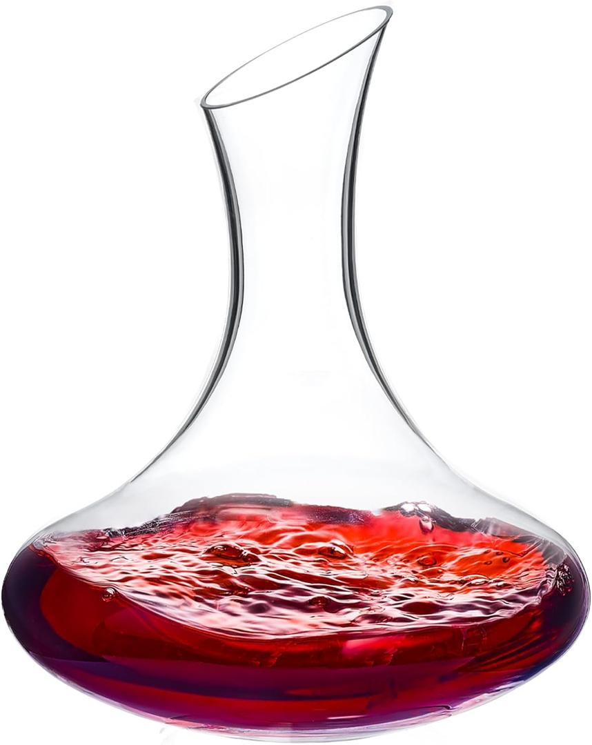 Wlasss Wine Decanter, 1100ml /37.2oz Red Wine Decanter, Hand Blown Lead-Free Crystal Wine Carafe, Small Decanter for White and Red Wine, Elegant Design Easy Pour, Wine Gifts for Christmas