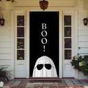 Likjad Boo Ghost Door Cover Decorations, Spooky Ghost Doorway Curtains Door Covers Banners Photography Background Backdrop for Indoor Outdoor Halloween Party Decor, 35 * 79 Inch