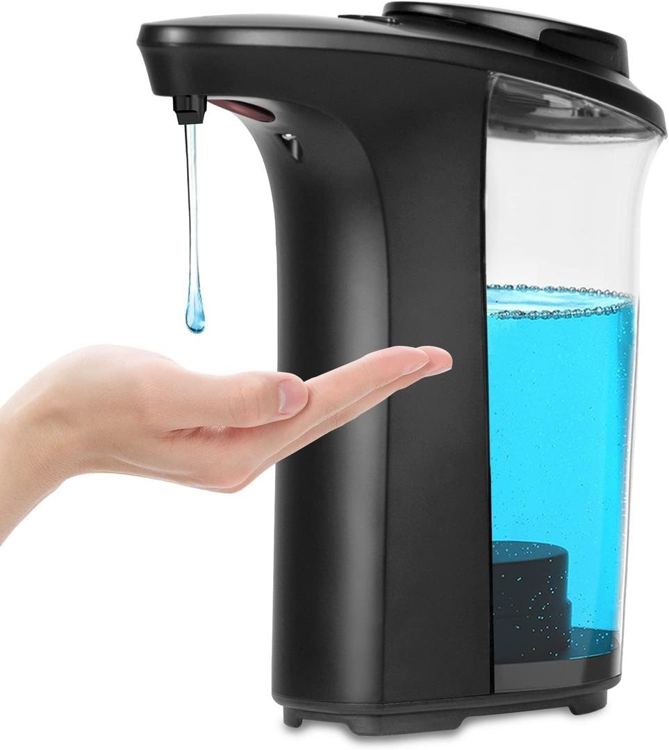FKWin Automatic Soap Dispenser, Touchless Hand Soap Dispensers 17oz/500ml with 5 Adjustable Soap Levels, Kitchen Soap Dispensers, Liquid Hand Soap Dispenser Bathroom, Black
