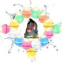 Self Sealing Reusable Water Balloons 15PCS Light Up Magnetic Water Balloons for Kids Adults Quick Refillable Silicone Water Bomb Splash Balls Summer Pool Beach Outdoor Activities Water Games Toy