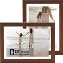 DLQuarts 5x7 Floating Picture Frames for 4x6/3.5x5 Photos, 2-Pack Solid Wood Double Polished Glass Floating Frame for Wall & Tabletop, Postcards and Any Size Photo up to 5x7 Display, Dark Walnut