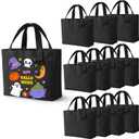 12 Pack Small Canvas Tote Bags, Mini Tote Bags Bulk for Women, DIY Blank Reusable Cute Sublimation Tote Bag (Black)