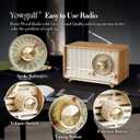 YOWGUIF AM FM Radio Classic Retro Wood Table Radio Bluetooth Speakers Radios Plug-in Wall with Rotary Knob Great for Home, Office