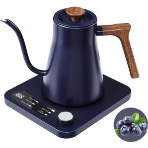 Gooseneck Electric Kettle - 1200W Quick Boil, Temp Control with 5 Presets & 5 Adjustment, Accurate Pouring, 24oz Small Pour Over Coffee & Tea Kettle, 2H Auto Keep Warm, Stainless Steel, Blue