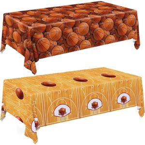 Basketball Party Supplies Set: Basketball Party Decorations & Party Favors, Includes 2-Pack Basketball -Themed Tablecloths for Kids 1st Birthday, Basketball Disposable Table Covers 54 x 108 Inch