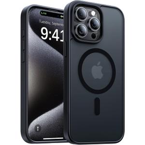 5 x Magnetic for iPhone 15 Pro Max Case[Compatible with MagSafe][Military-Grade Drop Protection][Anti-Yellowing]Shockproof Protective Translucent Matte Cover for iPhone 15 Pro Max Phone Case,Black