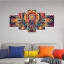 5 x Wall Decor for Bedroom Mandala Art Prints 5 Piece Wall Art Framed Art Wall Decor Artwork for Walls Mandala Wall Decor Family Wall Decor Modern Home Decor Canvas Art Wall Hanging, 60"x32"
