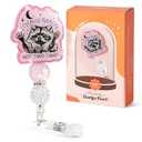 YOPPIX Pink Raccoon Badge Reel Its Called Trash Can Not Trash Cannot, Sparkly Glitter Retractable Badge Reel for Nurses RN EN Doctor Paramedic Teachers Medical Office Womens