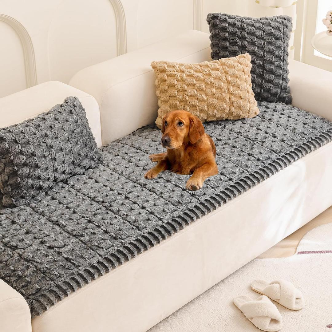 Mivnue Pet Couch Cover Dogs Washable Sofa Protector Non Slip Fuzzy Couch Pads Pet Friendly Dog Mat for Couches and Sofas, 27.6" x 70.9"