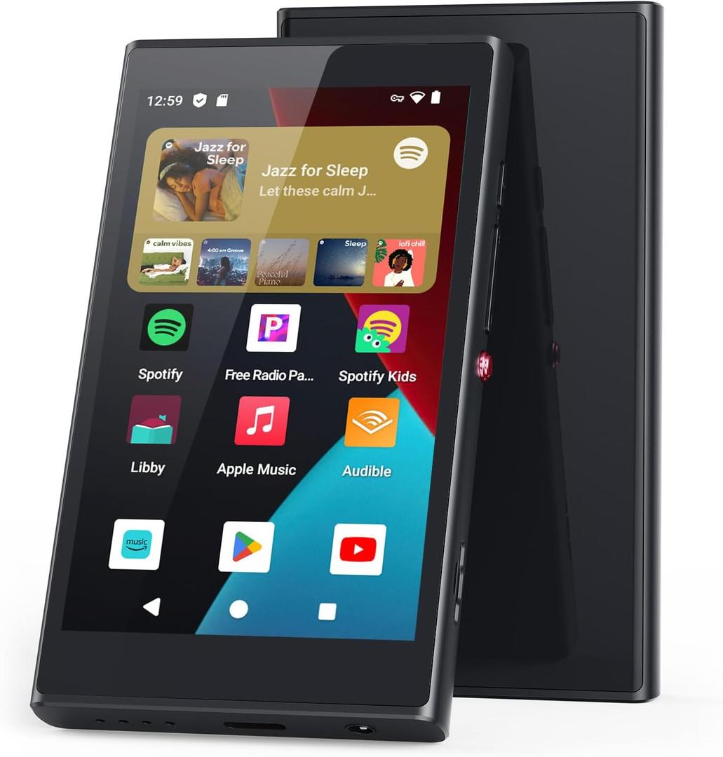 Android 14 MP3 Player with Spotify, PECSU 4" Touch Screen MP4 Music Player with Play Store, Family Link, Amazon Music, Libby, Audible (Black)