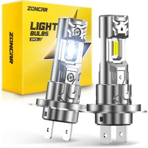 H7 Light Bulbs, 8X Ultra Brightness h7 Lights, 6500K Cool White Bulbs, Real 1:1 Mini Size Plug and Play, IP68 Waterproof, Pack of 2