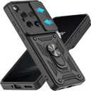 for OnePlus 12 Case with Slide Camera Cover, 360 Rotation Ring Kickstand [Military Grade] Case for OnePlus 12 5G (Black)