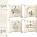 Ramadan Decorations for Home 2026 - Table Runner & 4Pcs Pillow Covers (18" x 18" (Pack of 5))