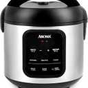 AROMA Digital Rice Cooker, 4-Cup (Uncooked) / 8-Cup (Cooked), Steamer, Multicooker, Slow Cooker, Oatmeal Cooker, Auto Keep Warm, 2 Qt, Stainless Steel Exterior