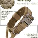 NovaTronic Tactical Dog Collar - Military-Grade Nylon with Metal Buckle & Handle, Adjustable for Large Strong Dogs (M,Khaki/Brown/Tan) - Ideal for Training & Hiking