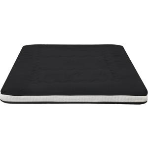 Dr.Futon Japanese Floor Futon Mattress Extra Thick Folding Roll Up Bed Topper Mat for Guest,Lounger and Tavel (Twin, Black)