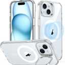 ESR for iPhone 15 Case, Compatible with MagSafe, Built-in Stash Stand Clear Phone Case for iPhone 15, Military-Grade Protection, Magnetic Phone Case, Scratch-Resistant Back Cover, Classic Series, Clear