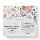 TotAha Premium Stretchy Crib Sheets (2-Pack)-Hypoallergenic, Silky Comfort, Buttery Soft, Calming Effect, All-Season Jersey-Knit Sheets, 9'' Extra Deep Pocket(Meredith Allover Floral & Pale Pink)