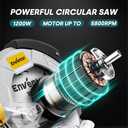 Enventor 7-1/4-Inch Circular Saw, 10A Pure Copper Motor Electric Circular Saws with Laser Guide, 2 Blade Saws (40T/24T), Adjust Cutting Angle from 0 to 90, Single Handed Bevel, 5800RPM, Blue