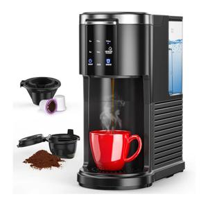 COWSAR Commercial Single Serve Coffee Maker, K Cup Coffee Brewer for Capsule and Ground Coffee, Capsule Coffee Machine with 40 Oz Water Tank, Instant-Heat, 5 Brew Sizes Up To 14 Oz, Black