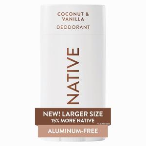 Native Aluminum Free Deodorant, Coconut & Vanilla, Large Size Stick, 72 Hour Odor Control, for Women & Men, Contains Naturally Derived Ingredients, 3.1 oz