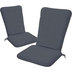 Adirondack Chair Cushion Set of 2-18''x18'' Seat & 18''x27'' Back, Outdoor Rocking Chair Cushions with Waterproof, Fade-Resistant, Removable & Machine-Washable Covers, Dark Grey (2 Pack)