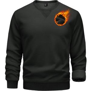 TACVASEN Men's Crewneck Sweatshirt Fleece Lined with Pocket Winter Warm Midweight Casual Long Sleeve Pullover Sweatshirt (Black, M)
