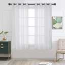 BONZER Burlap Linen Sheer Curtains for Living Room - Grommet Top Sheer Drapes 45 inches Length Light Filtering Voile Window Curtain for Bedroom, Set of 2 Panels (54 x 45 Inch, White) (54"W x 45"L (Pack of 2))