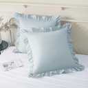 KKJIAF Ruffle Pillow Cases 18x18 Inches, Dusty Blue Square Ruffled Pillow Covers Set of 2, Microfiber Wrinkle Resistant Pillow Shams with Envelope Closure for Sofa Bed Living Room
